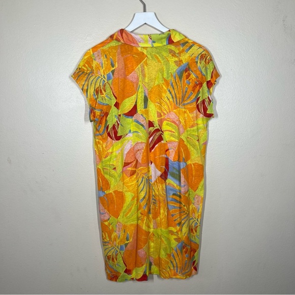 C&C California Women’s Tropical Linen Blend Collared Dress Multicolor Vibrant - Picture 7 of 9